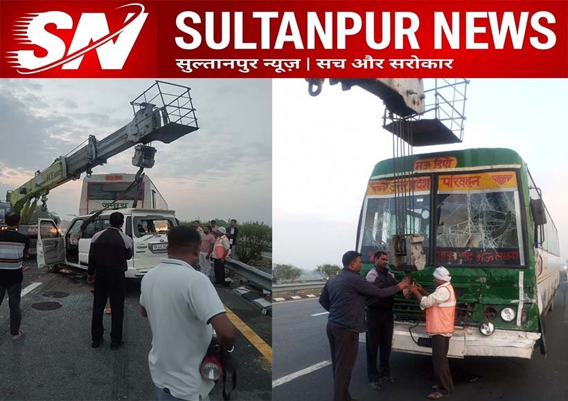 purvanchal-expressway-bus-scorpio-accident-sultanpur-nine-injured